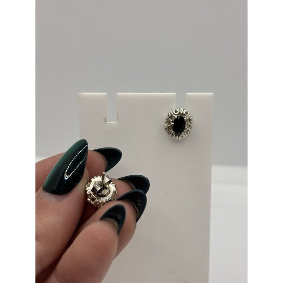 Sterling Silver Earrings Blue Sapphire Small Studs Pierced .925 - Picture 5 of 6